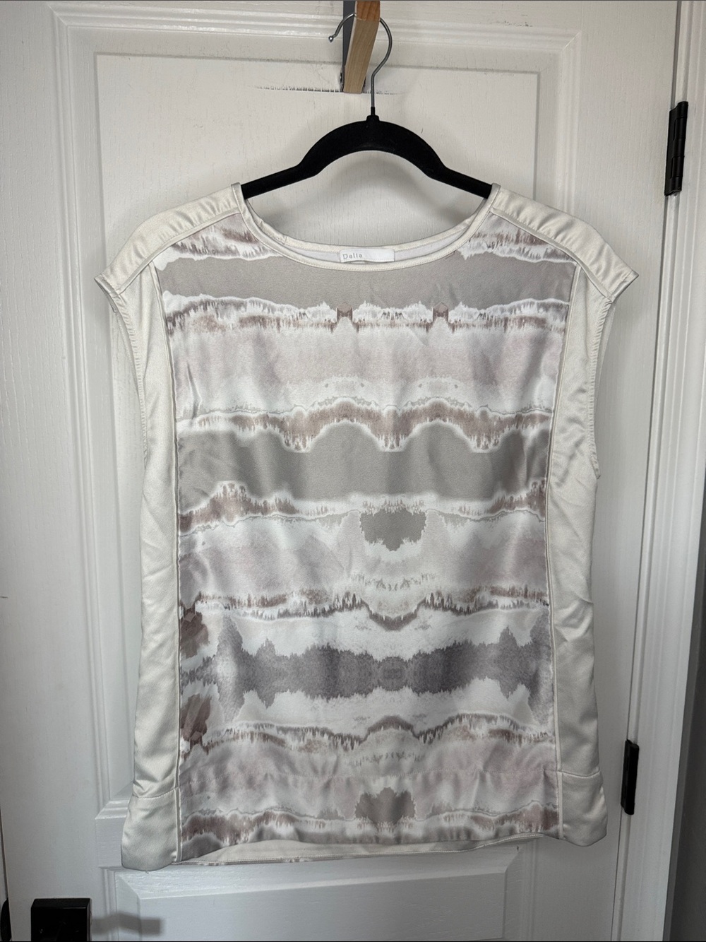 Dalia Neutral Tie-Dye Satin Panel Camisole - White, Taupe, Gray